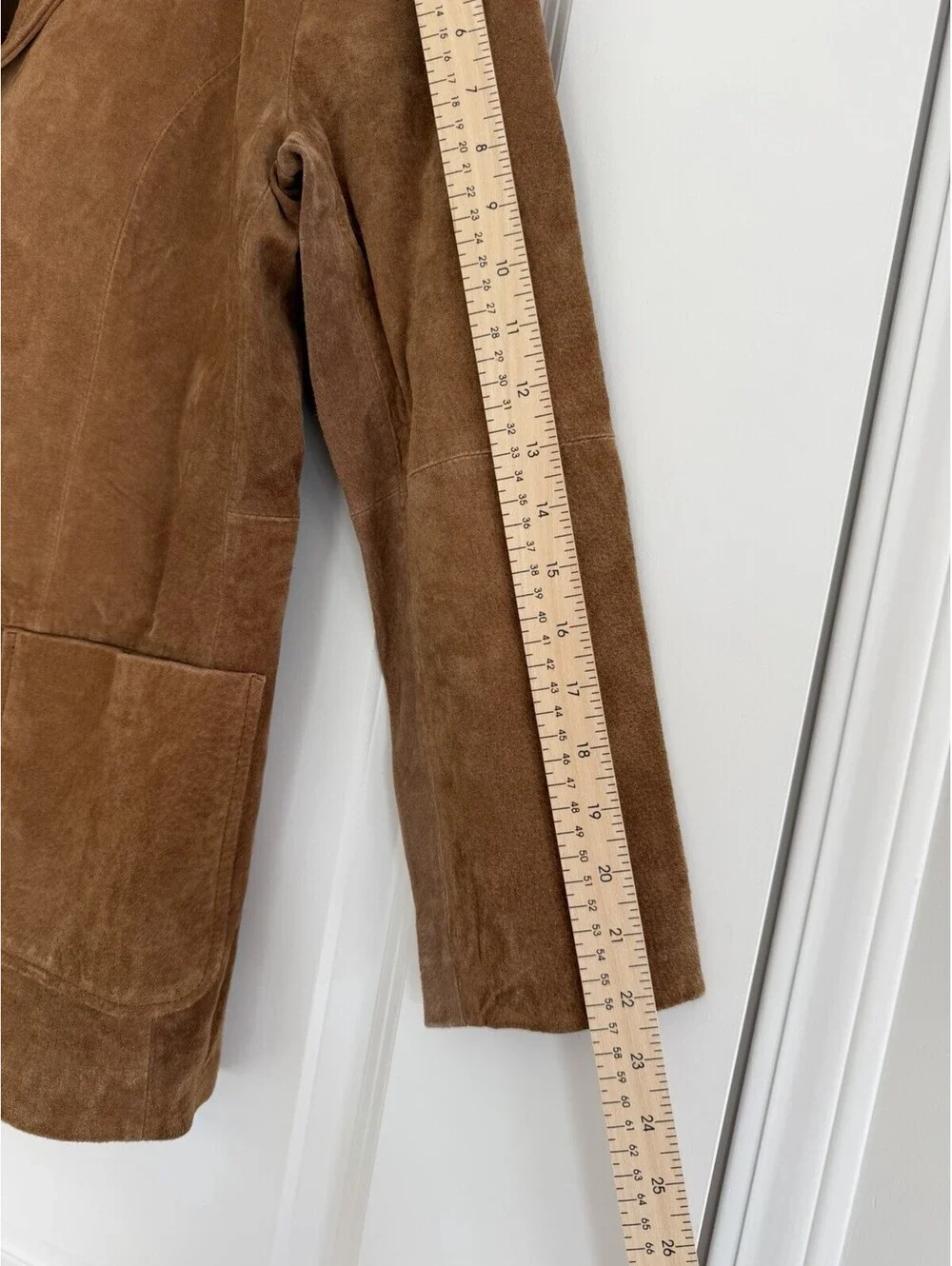 VTG St. John's Bay Brown Suede Genuine Leather 2 Button Blazer Jacket Women's S - Picture 5 of 6